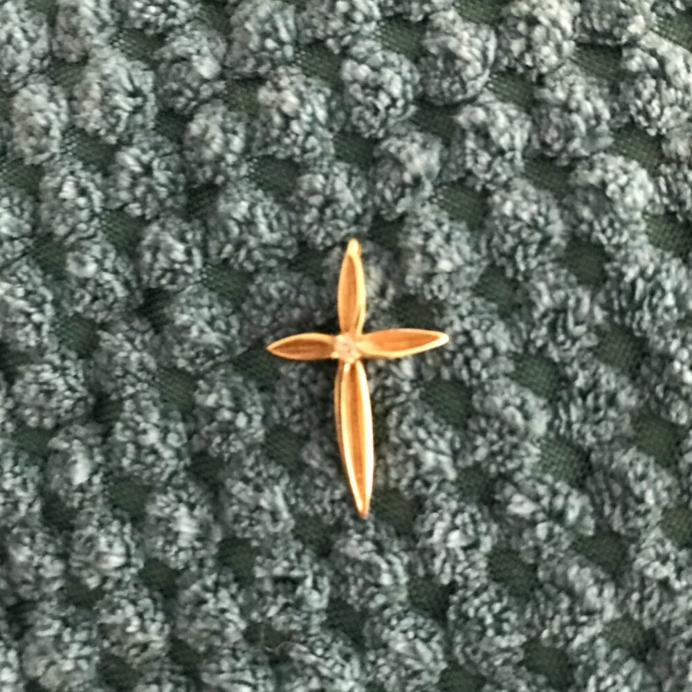 Gold Cross Pendant with Diamond in Center - Picture 3 of 3